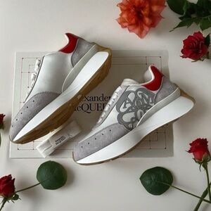 Alexander McQueen leather satin sneakers trainers